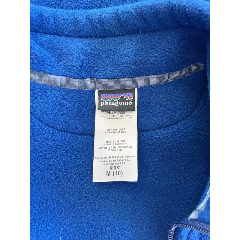 Patagonia Kids Blue Synchilla Fleece Vest Size 10 EUC